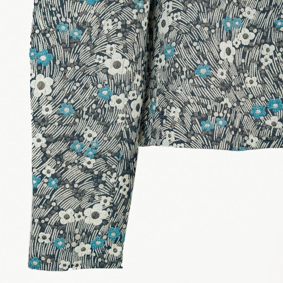 Chloe Blue and Gold Floral Brocade Boxy Cropped Jacket - Picture 5 of 7